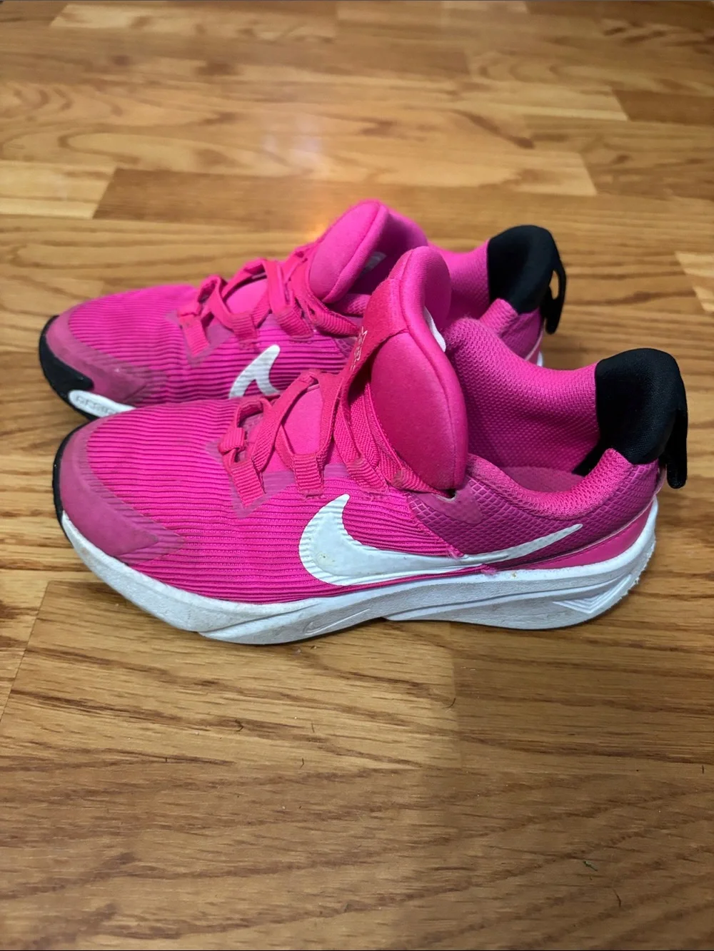 Nike Kids Hot Pink Lace-Up Sneakers with White Swoosh